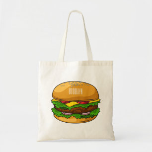 Hamburger cartoon illustration tote bag