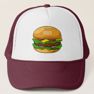 Hamburger cartoon illustration trucker hat