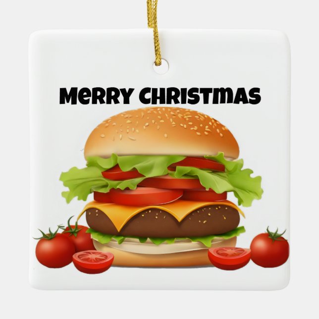 Hamburger Ceramic Ornament (Front)