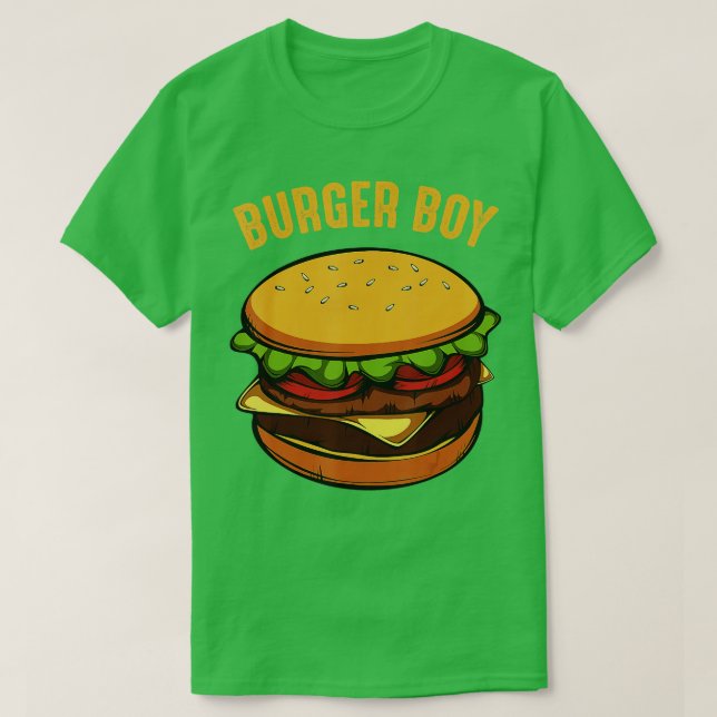 Hamburger Cheeseburger Burger Boy Funny Fast Food  T-Shirt (Design Front)