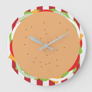 Hamburger cheeseburger cute cafe large clock
