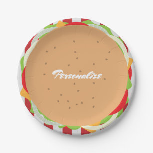Hamburger cheeseburger cute cafe paper plate