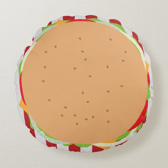 Hamburger cheeseburger cute cafe round cushion (Front)