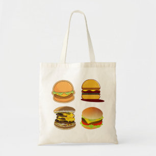 hamburger, cheeseburger, food tote bag