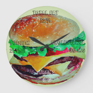 Hamburger Clock, Pop Art of Artlarissa Large Clock