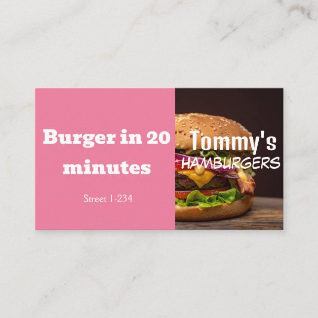 Hamburger Delivery Discount Sale Offer Business Card (Front)
