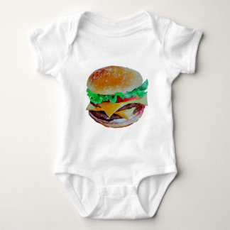hamburger design, original painting baby bodysuit