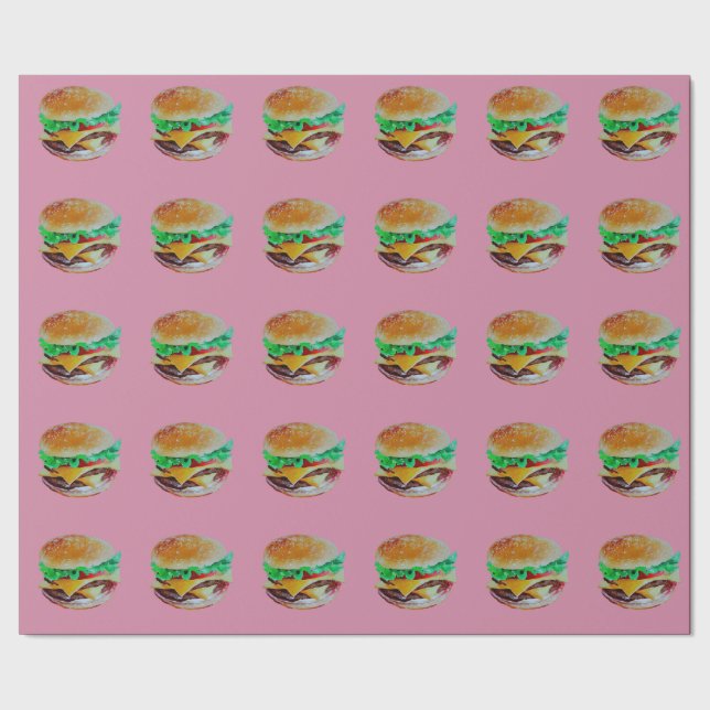 hamburger design, original painting wrapping paper (Seam)