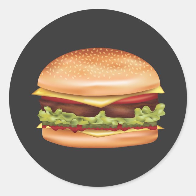 Hamburger Fast Food Illustration Classic Round Sticker (Front)