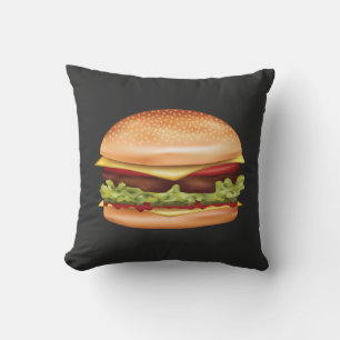Hamburger Fast Food Illustration Dark Background Cushion