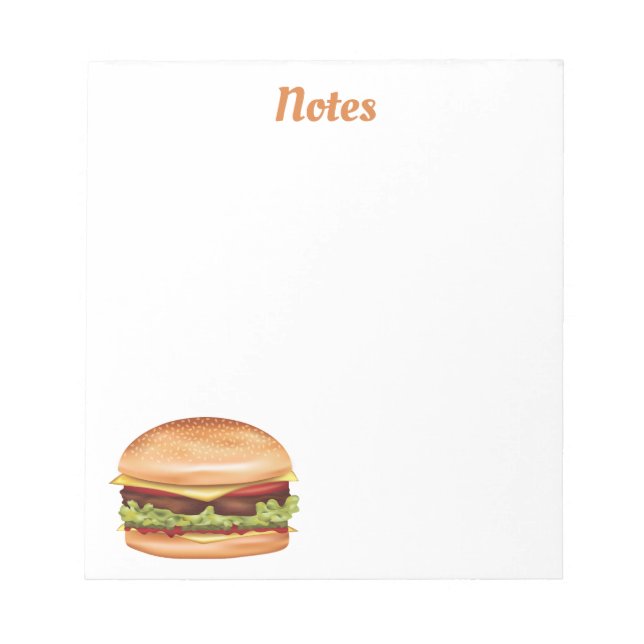 Hamburger Fast Food Illustration With Custom Text Notepad (Front)