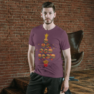 Hamburger Fast Food Lover Christmas Tree Tri-Blend Shirt