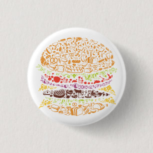 Hamburger, food, bread, cheese, fast food 3 cm round badge