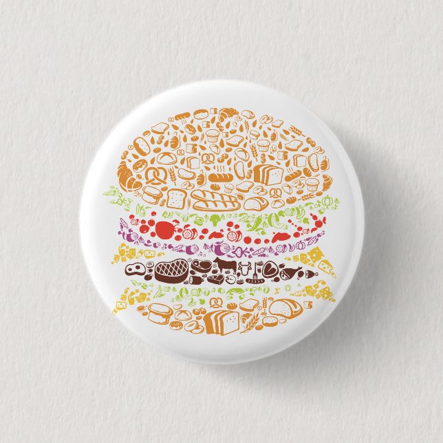 Hamburger, food, bread, cheese, fast food 3 cm round badge (Front)