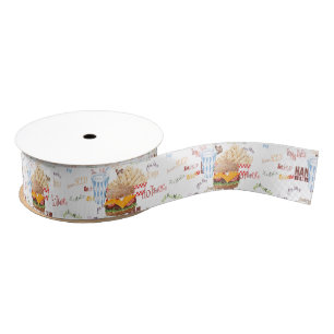 Hamburger Fries Fast Food BBQ Diner Grosgrain Ribbon
