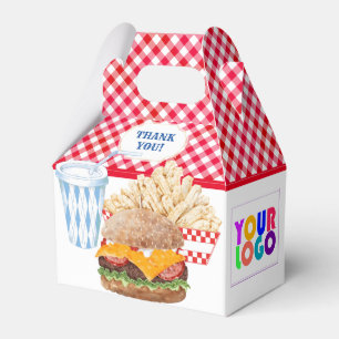 Hamburger Fries Fast Food BBQ Gingham Diner Favour Box