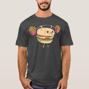 Hamburger Fries Weightlifting Gym Fitness Kawaii T-Shirt
