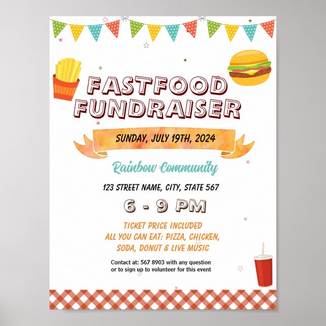 Hamburger funderaiser event template poster (Front)