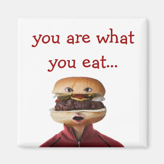 Hamburger Head Man over white Magnet