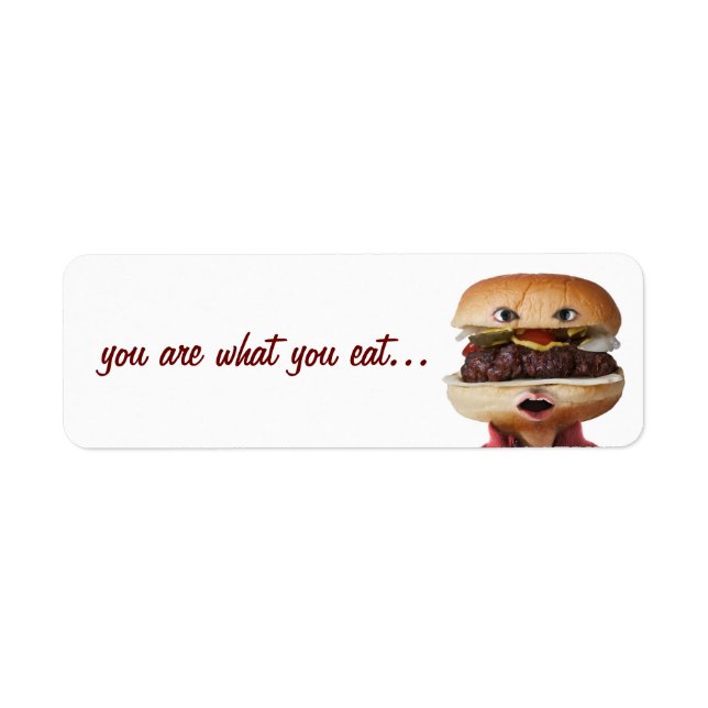 Hamburger Head Man over white Return Address Label (Front)