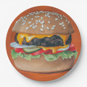 Hamburger Illustration paper plates