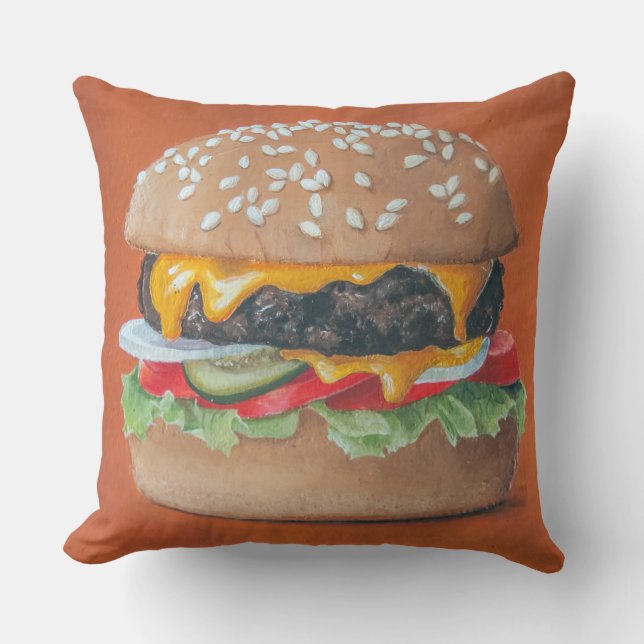 Hamburger Illustration throw pillows (Front)