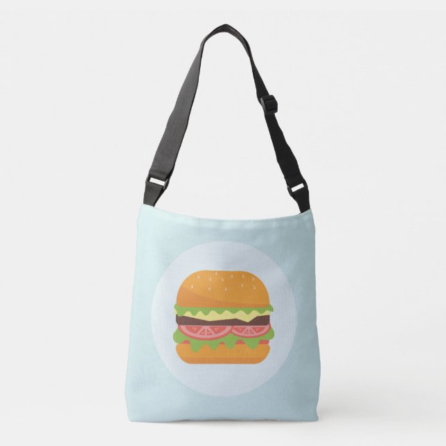 Hamburger Illustration with Tomato and Lettuce Crossbody Bag (Front)