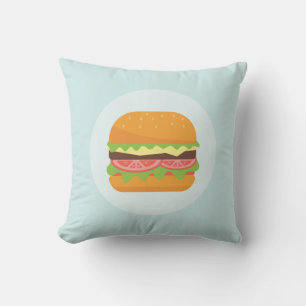 Hamburger Illustration with Tomato and Lettuce Cushion