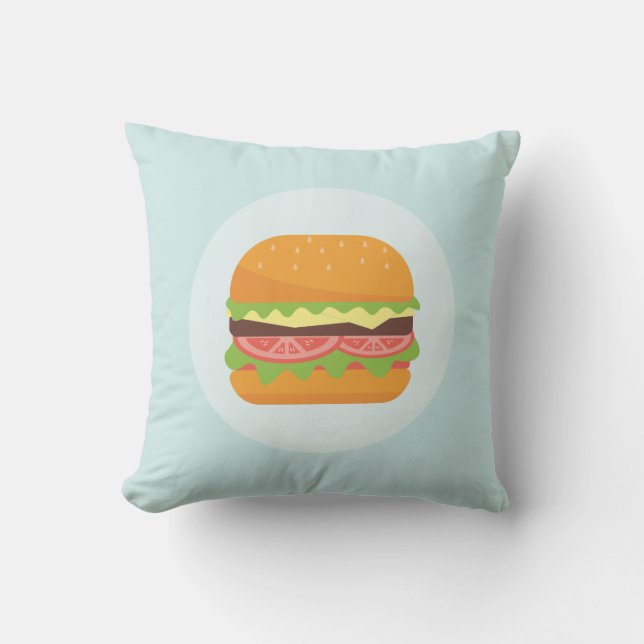 Hamburger Illustration with Tomato and Lettuce Cushion (Front)