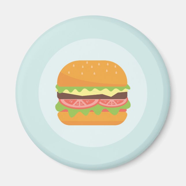 Hamburger Illustration with Tomato and Lettuce Magnet (Front)