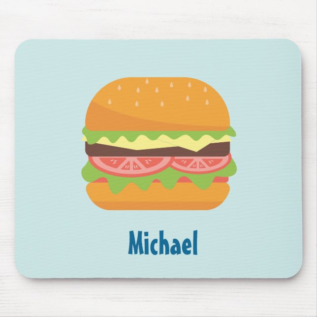 Hamburger Illustration with Tomato and Lettuce Mouse Pad (Front)