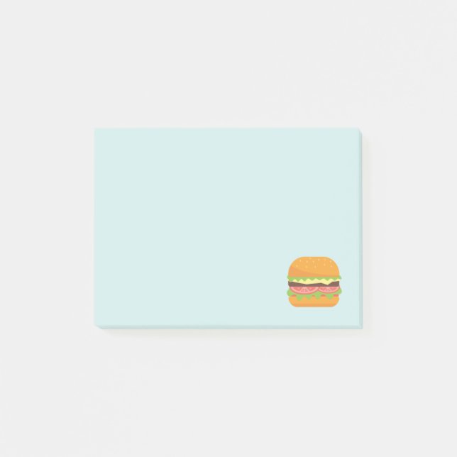 Hamburger Illustration with Tomato and Lettuce Post-it Notes (Front)