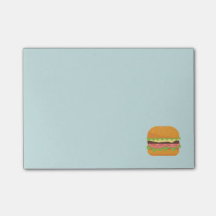 Hamburger Illustration with Tomato and Lettuce Post-it Notes