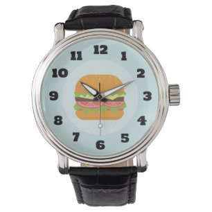 Hamburger Illustration with Tomato and Lettuce Watch