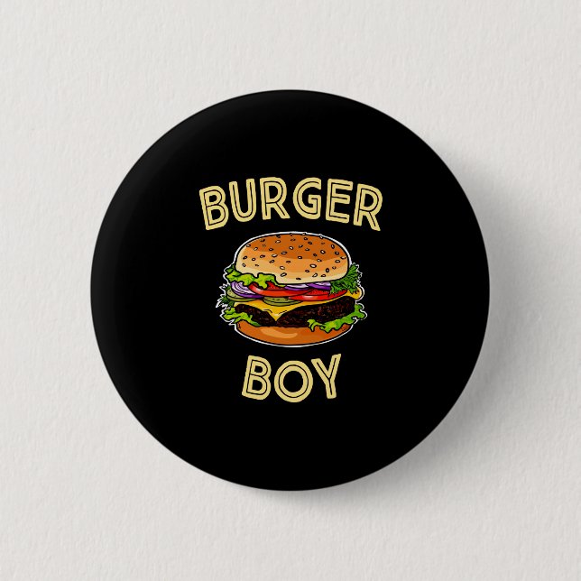 Hamburger lover burger boy performance  6 cm round badge (Front)
