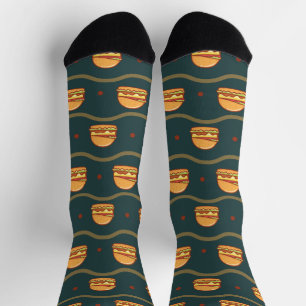 Hamburger Lover Cheeseburger Cute Tiled Pattern Socks