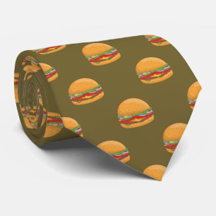 Hamburger Lover Cute Tiled Pattern Tie