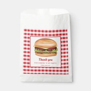 Hamburger On Red Gingham Birthday Thank You Favour Bag