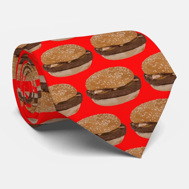 Hamburger on Red Tie (Rolled)
