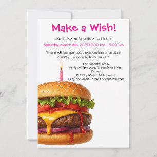 Hamburger Party Cookout   Kids Birthday Invitation