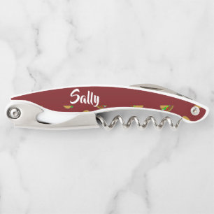 Hamburger pattern on maroon corkscrew