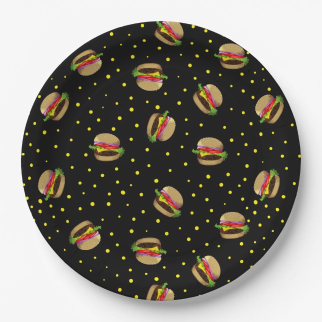 hamburger pattern paper plate (Front)