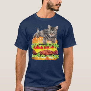 Hamburger Space Cat , Funny Kitty Tee by Zany Brai