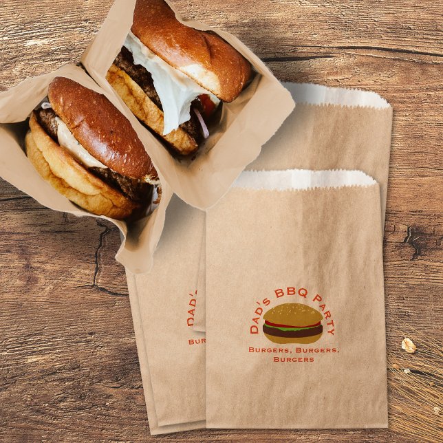 Hamburger Summer Picnic Backyard BBQ Party Favour Bag (Perfect kraft favor bags for your backyard bbq party burgers.)