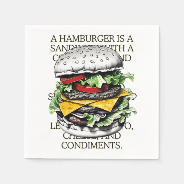 Hamburger vintage sketch by CallisC Arts ⭐⭐⭐⭐⭐ Napkin (Front)