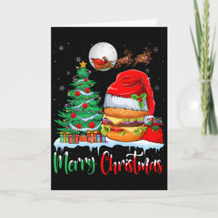 Hamburger Wearing Santa Hat Xmas - Merry Christmas Card