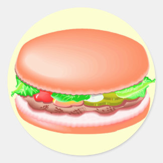 Hamburger with all the fixin's classic round sticker