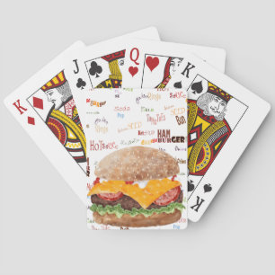 Hamburger with Cheese Fast Food BBQ Diner Playing Cards