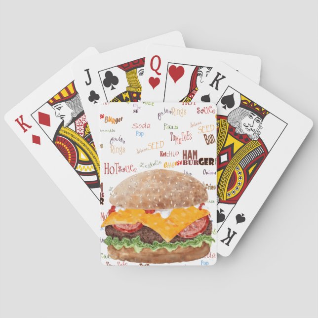 Hamburger with Cheese Fast Food BBQ Diner Playing Cards (Back)