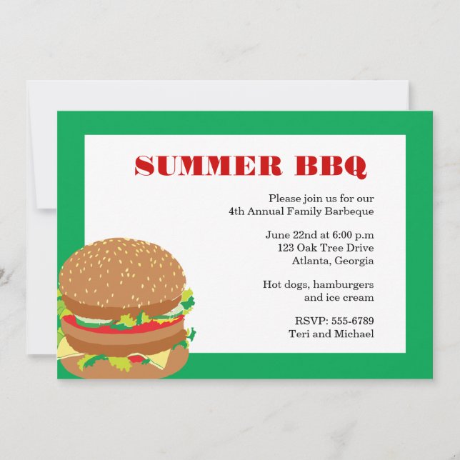 Hamburgers - bbq party invitations (Front)
